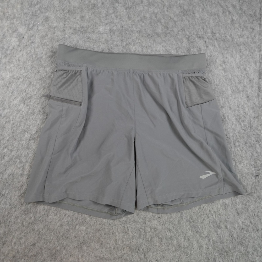 Brooks Shorts Men Medium Gray Run Happy 7" Running Athletic Performance Active